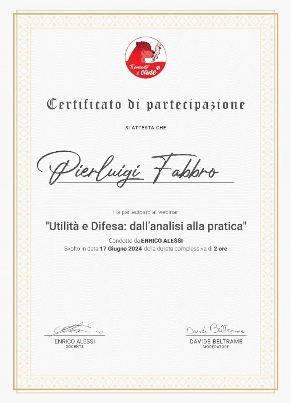 Attestato di presenza