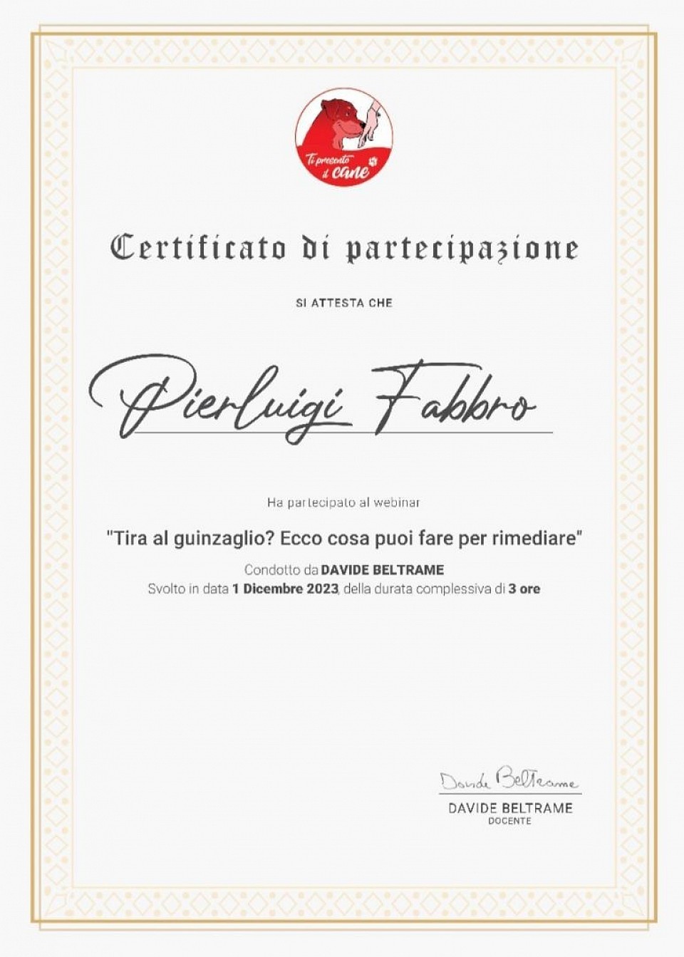 Attestato di prenza
